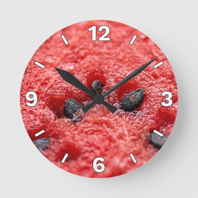 Reloj Redondo Mediano Fresh Watermelon Pulp Macro Texture Kitchen Decor (Anverso)
