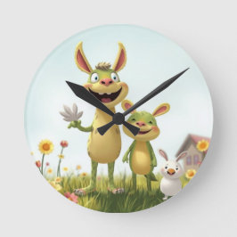 Reloj Redondo Mediano Fröhliche Wiesengang – Bunte Tierfreunde im Frühli