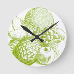 Reloj Redondo Mediano Fruits vintage food healthy retro