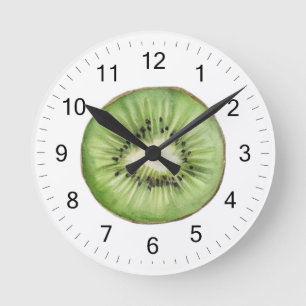 Reloj Redondo Mediano Fruta de kiwi acuarela de verano trendy 