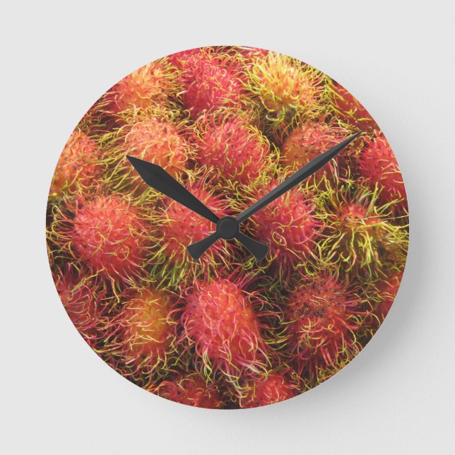 Reloj Redondo Mediano Fruta tropical de Rambutan (Anverso)