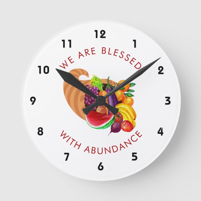 Reloj Redondo Mediano Frutas Verduras Cornucopia Motivación (Anverso)