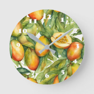 Reloj Redondo Mediano Frutas y hojas de mango 