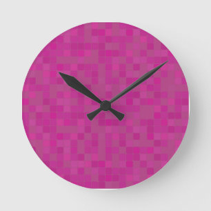 Reloj Redondo Mediano Fuchsia pink mosaic pixels 