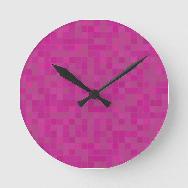 Reloj Redondo Mediano Fuchsia pink mosaic pixels  (Anverso)