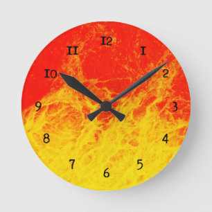 Reloj Redondo Mediano Fuego rojo y amarillo ardiente