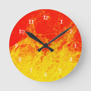 Reloj Redondo Mediano Fuego rojo y amarillo en llamas