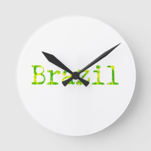 Reloj Redondo Mediano Fuente verde y amarilla del Brasil
