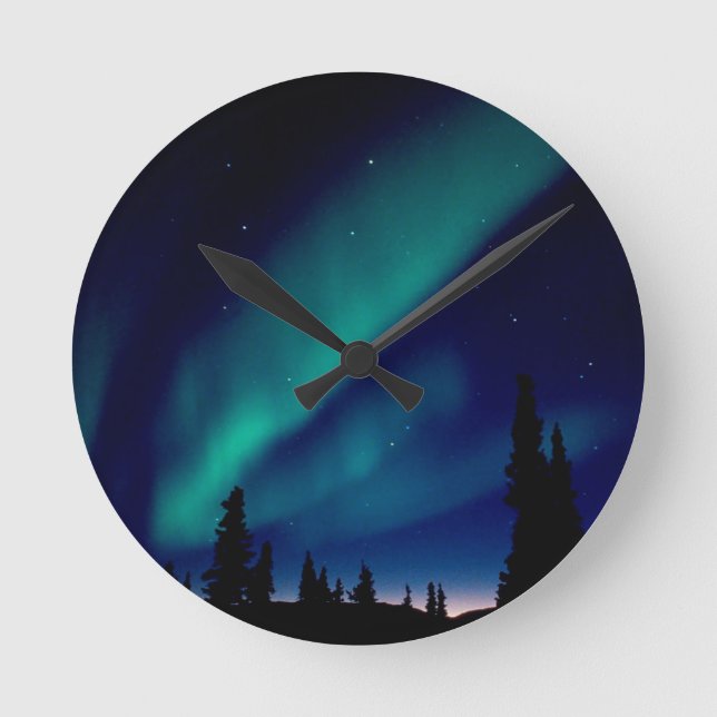 Reloj Redondo Mediano Fuerzas Naturales Aurora Borealis Alaska (Anverso)