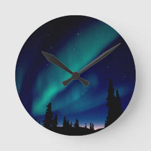 Reloj Redondo Mediano Fuerzas Naturales Aurora Borealis Alaska