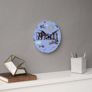 Reloj Redondo Mediano Fun Colorful Aviation