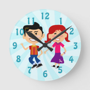 Reloj Redondo Mediano Fun Fifty Happy Dance Kids Retro Art