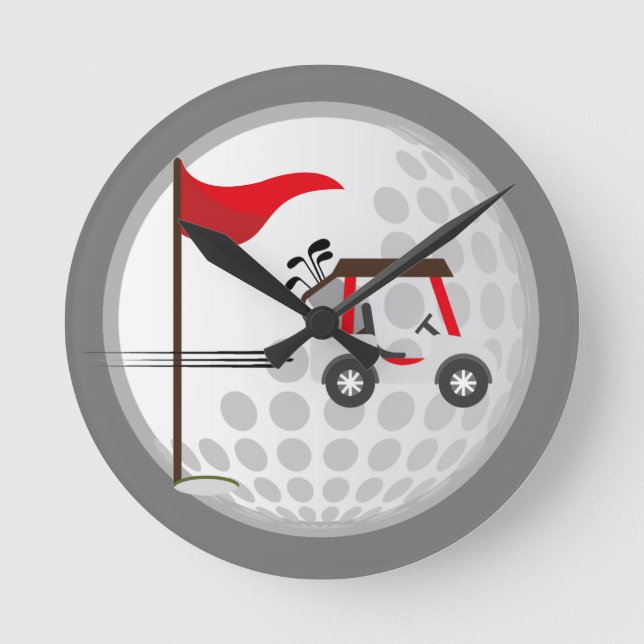 Reloj Redondo Mediano Fun Golfing Golf Cart Ball para golfistas (Anverso)