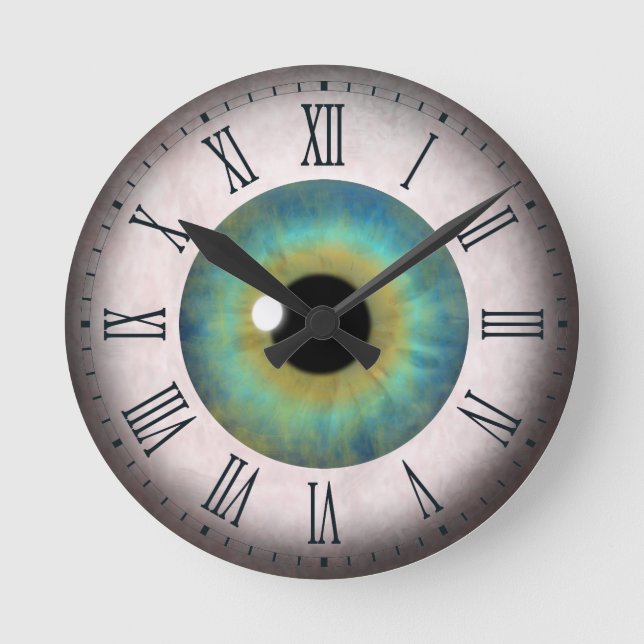 Reloj Redondo Mediano Fun Guay Blue Eye Eyeball Roman Medium Round Clock (Anverso)