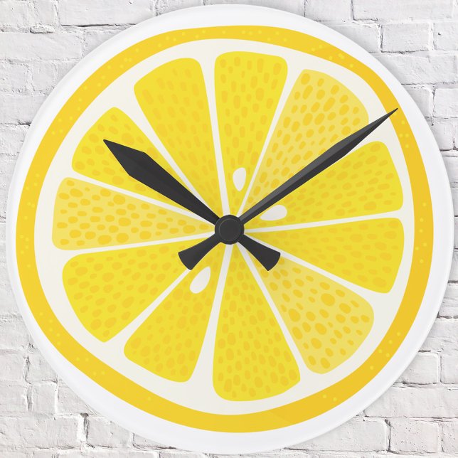 Reloj Redondo Mediano Fun Lemon Citrus Slice (Fun citrus lemon slice wall clock, ideal for a dorm room, kitchen, cafe or bar)