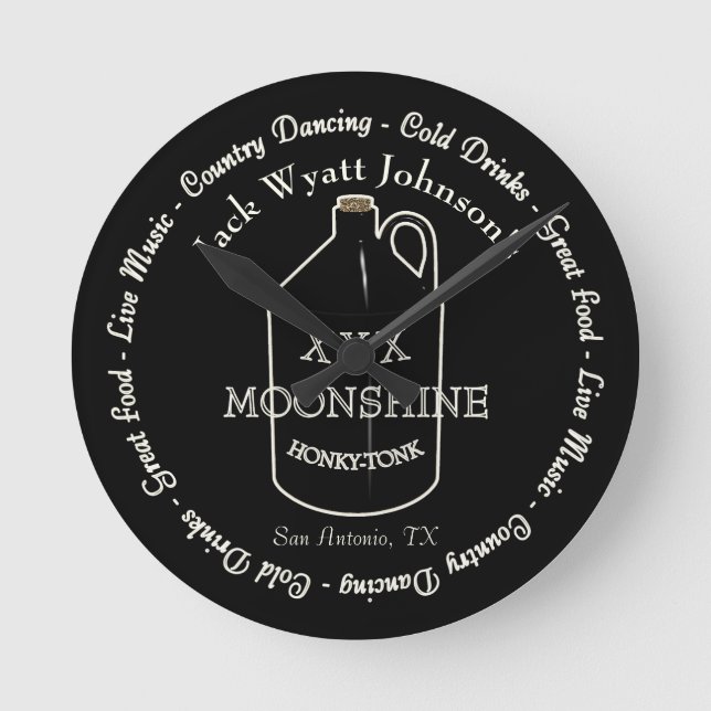 Reloj Redondo Mediano Fun Moonshine Honky-tonk Bar Wall Clock (Anverso)