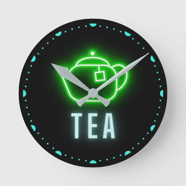 Reloj Redondo Mediano Fun Neon Teapot (Anverso)