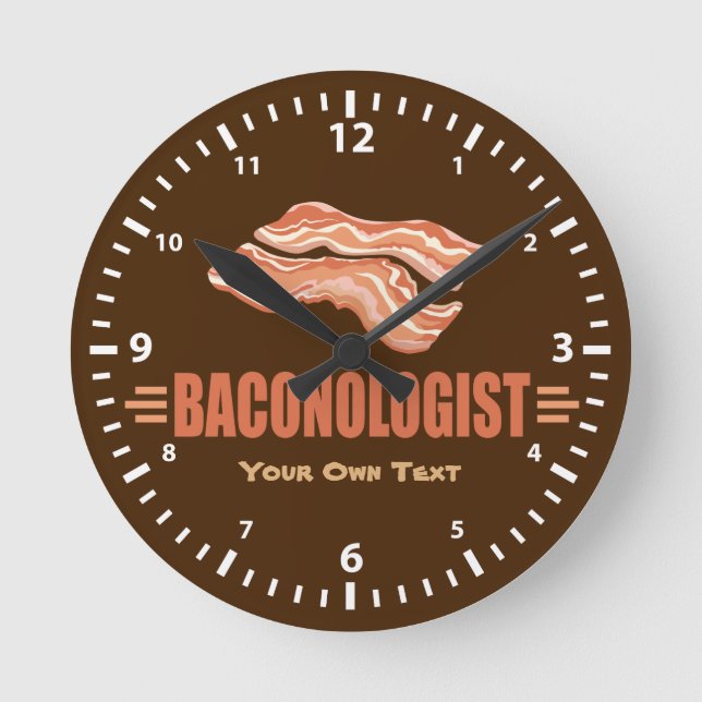 Reloj Redondo Mediano Funny Bacon Baconologist (Anverso)