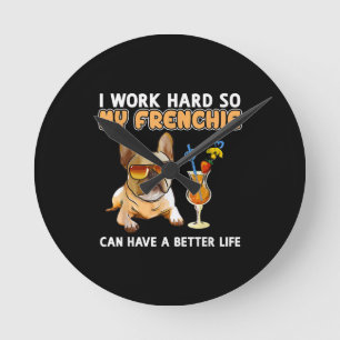 Reloj Redondo Mediano Funny Bulldog francés francés Lover