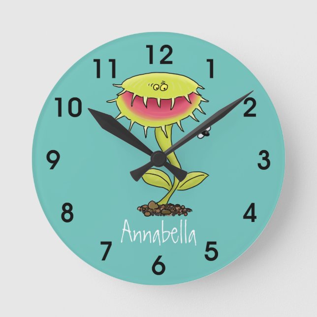 Reloj Redondo Mediano Funny carnívoro Venus trampa planta personalizado (Anverso)