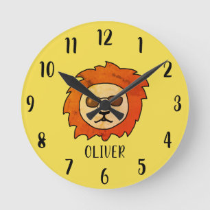 Reloj Redondo Mediano Funny Cool Lion Kids Name