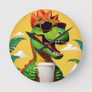Reloj Redondo Mediano Funny de los dinosaurios T-Rex