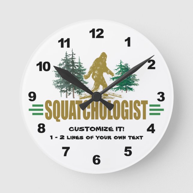 Reloj Redondo Mediano Funny Escuadrólogo, Sasquatch, creo (Anverso)