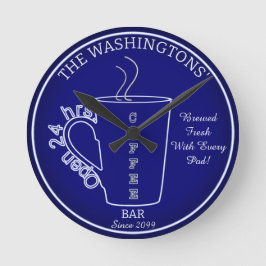 Reloj Redondo Mediano Funny Family Coffee Bar Wall Clock