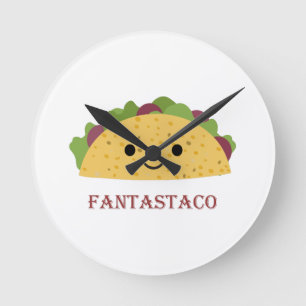 Reloj Redondo Mediano Funny Fantastaco Taco Pun Cute Kawaii Taco