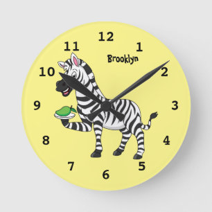 Reloj Redondo Mediano Funny ilustracion de personalizado de cebra