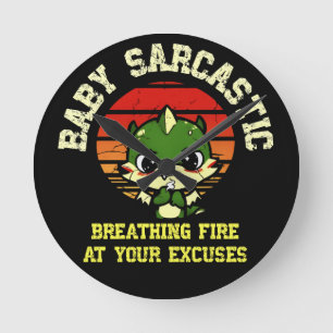Reloj Redondo Mediano Funny Motivational Dragon - Burn Your Excuses
