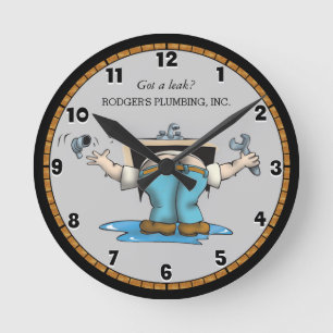 Reloj Redondo Mediano Funny Personalizado Plumbing Large Clock