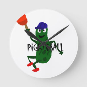 Reloj Redondo Mediano Funny Pickle Playing Pickleball