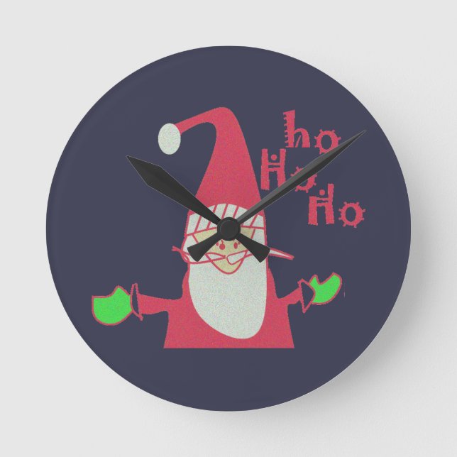 Reloj Redondo Mediano Funny Santa Navidades tiempo Wall Clock (Anverso)