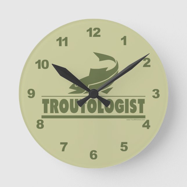 Reloj Redondo Mediano Funny Trout Fishing (Anverso)