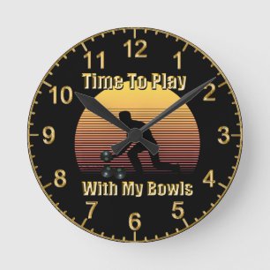 Reloj Redondo Mediano Funny vintage Lawn Bown Juega tiempo, Wall Clock