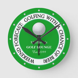 Reloj Redondo Mediano Funny Weekend Golf Lounge / Bar Wall Clock
