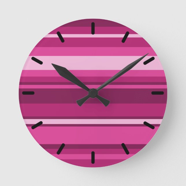 Reloj Redondo Mediano Fuschia stripes (Anverso)