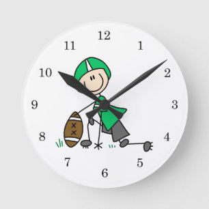 Reloj Redondo Mediano Fútbol de Figuras de Palitos Verde