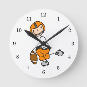 Reloj Redondo Mediano Fútbol de Palitos Naranja