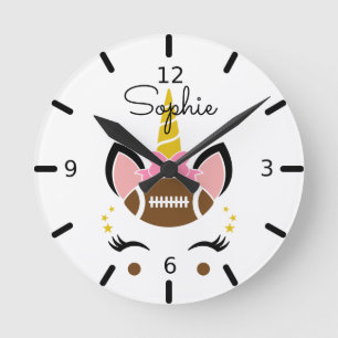 Reloj Redondo Mediano Fútbol limpio y unicornio negro