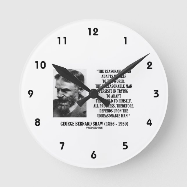 Reloj Redondo Mediano G.B. Shaw Progress depende de hombre irrazonable (Anverso)