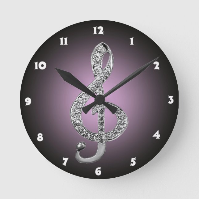 Reloj Redondo Mediano G-clef de los símbolos de música (Anverso)