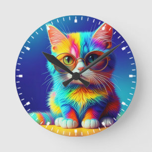 Reloj Redondo Mediano Gafas de gatito color arcoiris 57466