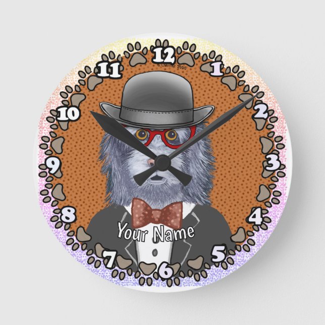 Reloj Redondo Mediano Gafas de perro ovino (Anverso)