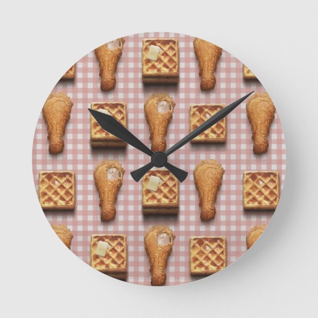 Reloj Redondo Mediano gafas de pollo de gingham (Anverso)