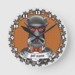 Reloj Redondo Mediano Gafas de Schnauzer anciano
