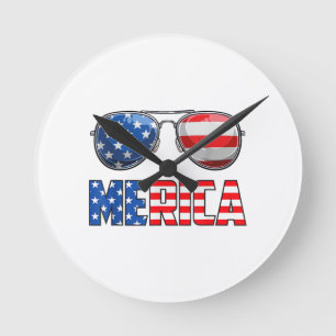 Reloj Redondo Mediano Gafas de sol Merica 4 de julio para hombres mujere
