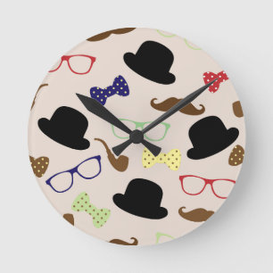 Reloj Redondo Mediano Gafas, Gorras y bigote