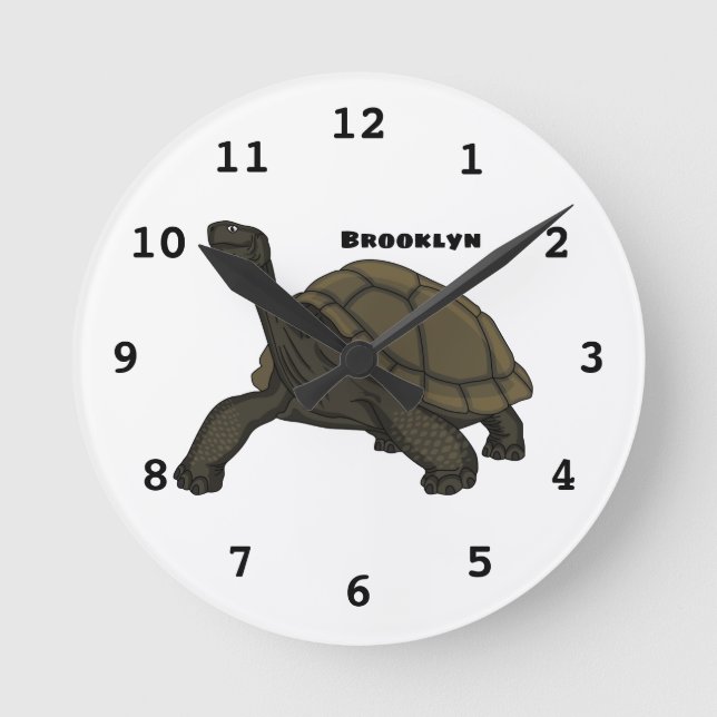 Reloj Redondo Mediano Galapagos land tortoise illustration  (Anverso)